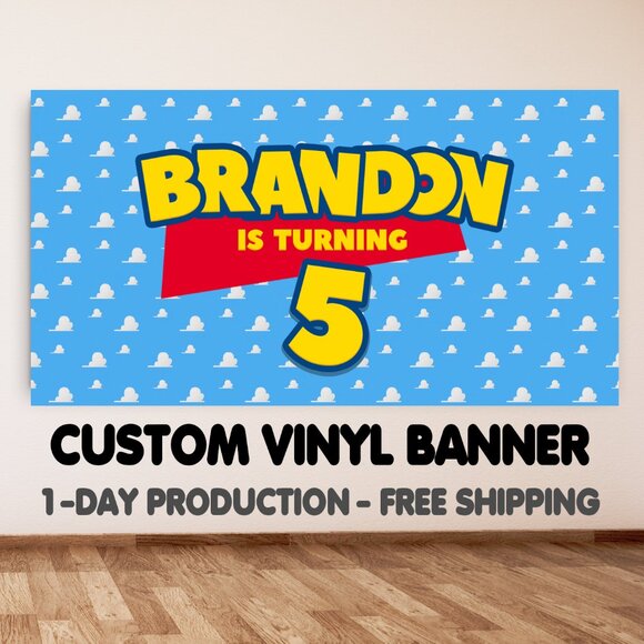Custom Toy Story Birthday Banner, Personalized 3ft x 5ft Toy Story Banner